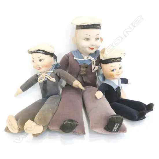 3 X SAILOR DOLLS - LARGEST HAS A NORAH WELLINGS SWING TAG